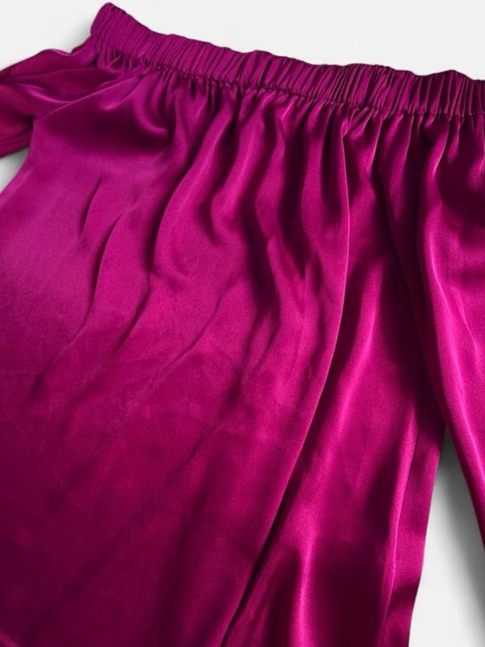 Express Hot Pink Off-Shoulder Satin Blouse - Picture 4 of 4